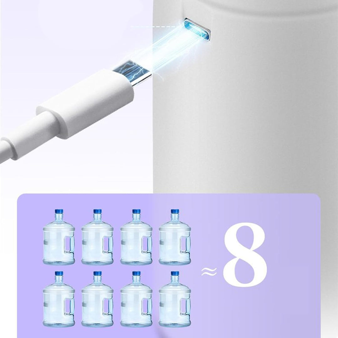 De Hydravo draagbare waterdispenser in actie, vult een glas met water, snel en efficiënt.