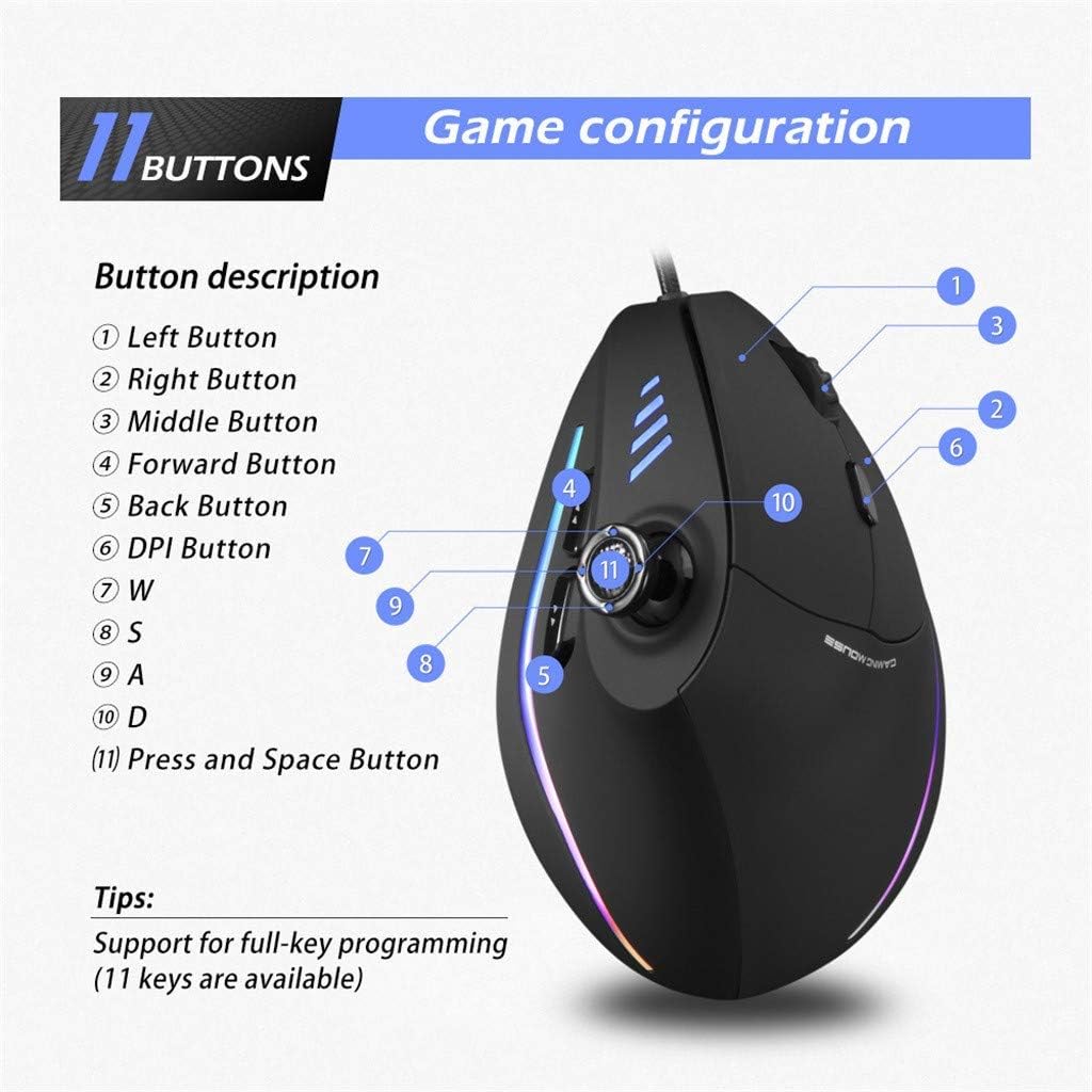 Gaming muis met joystick: Kryvos verticale muis met 11 programmeerbare knoppen voor optimale controle en comfort.