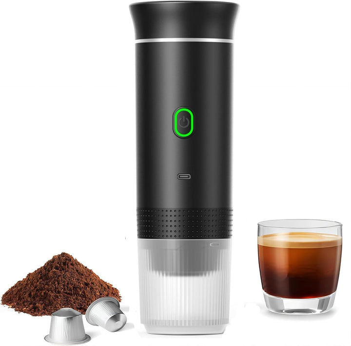 Raverno draagbare 3-in-1 espresso koffiemaker met oplaadbare batterij, ideaal voor reizen en kamperen.