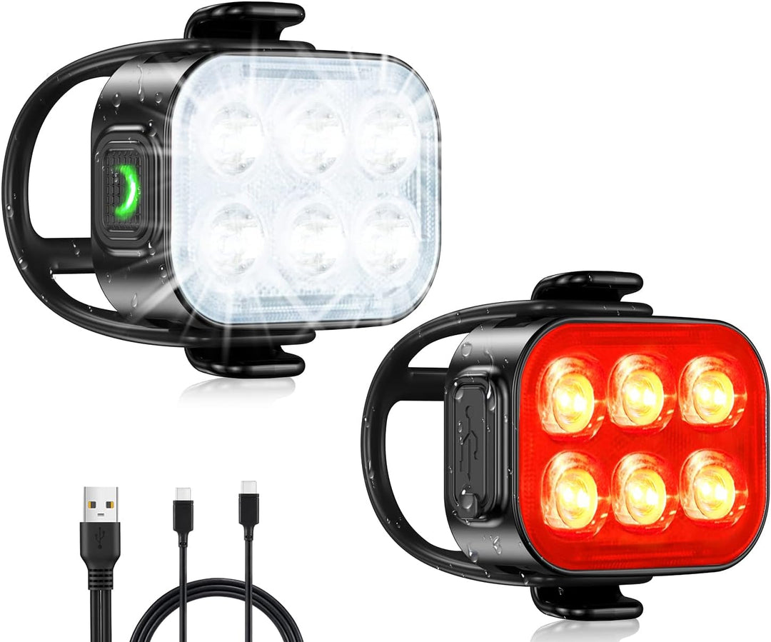 Ultra slanke USB oplaadbare fietsverlichting set (voor & achter) voor optimale zichtbaarheid en veiligheid.