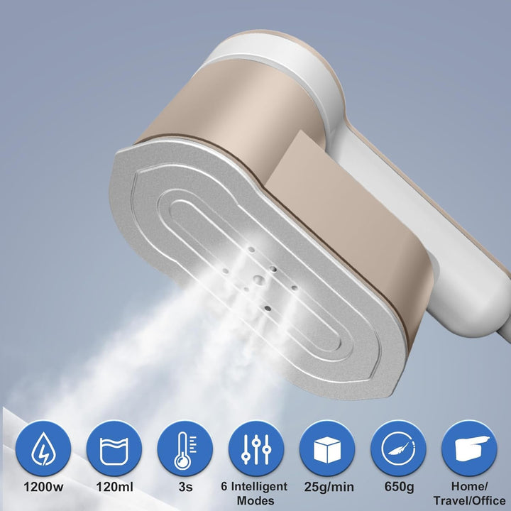 Opvouwbaar reisstoomstrijkijzer 1200W, compact en efficiënt voor kreukvrije kleding overal.