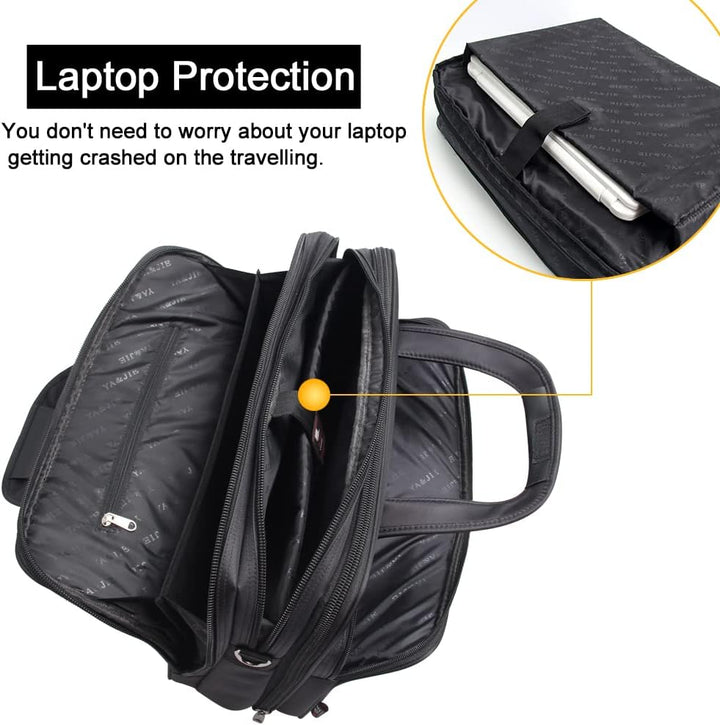 Ruime heren werktas, canvas laptoptas met grote capaciteit voor laptop, tablet en toebehoren.