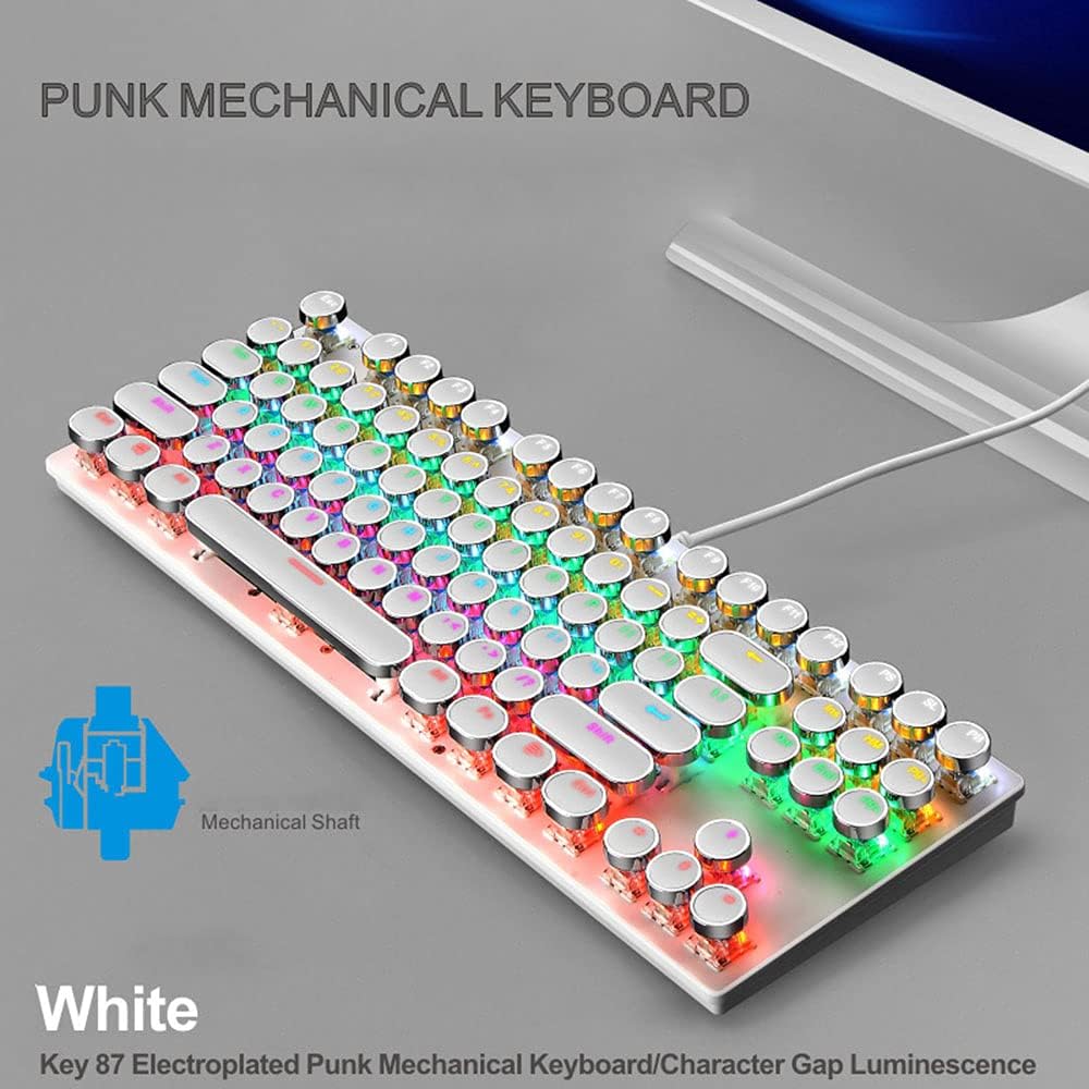 Compact gaming toetsenbord: 87 toetsen, mechanisch, RGB-backlit, blauwe switches, next-level gamen.