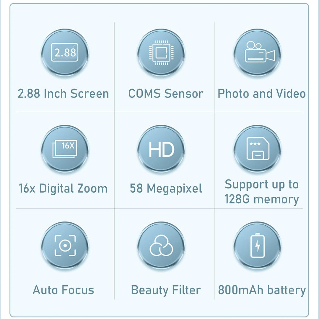 Lumora 4K camera met 58MP, perfect voor op reis, compact design en 16x zoom.