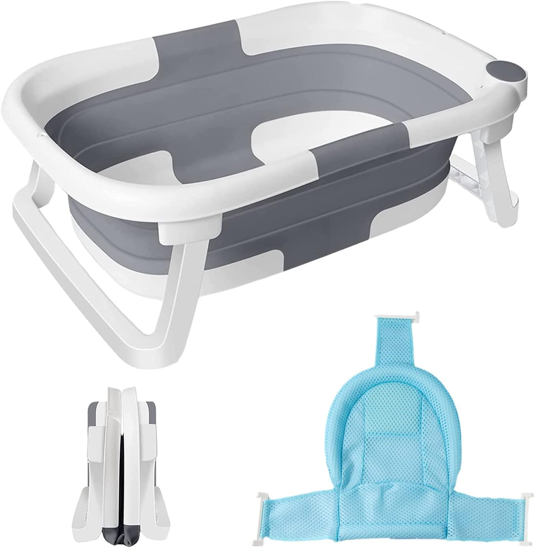 Opvouwbaar baby badje met antislip net, ideaal voor veilige babyverzorging en compacte opslag thuis.