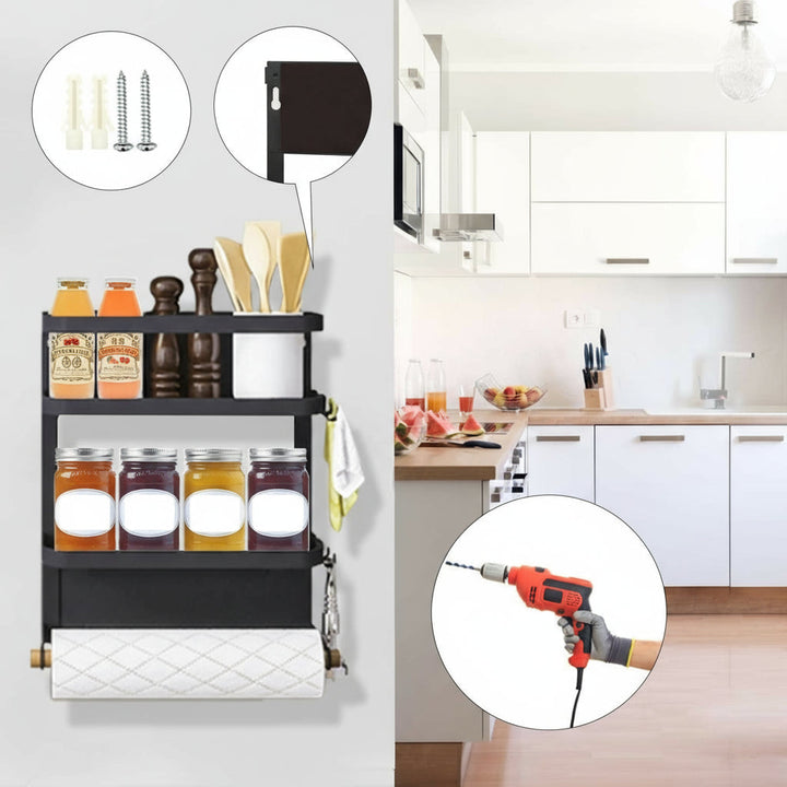 Magnetisch opbergsysteem van Oryden voor de keuken: kruidenrek, koelkastrek én keukenpapierhouder. Houd je keuken netjes.
