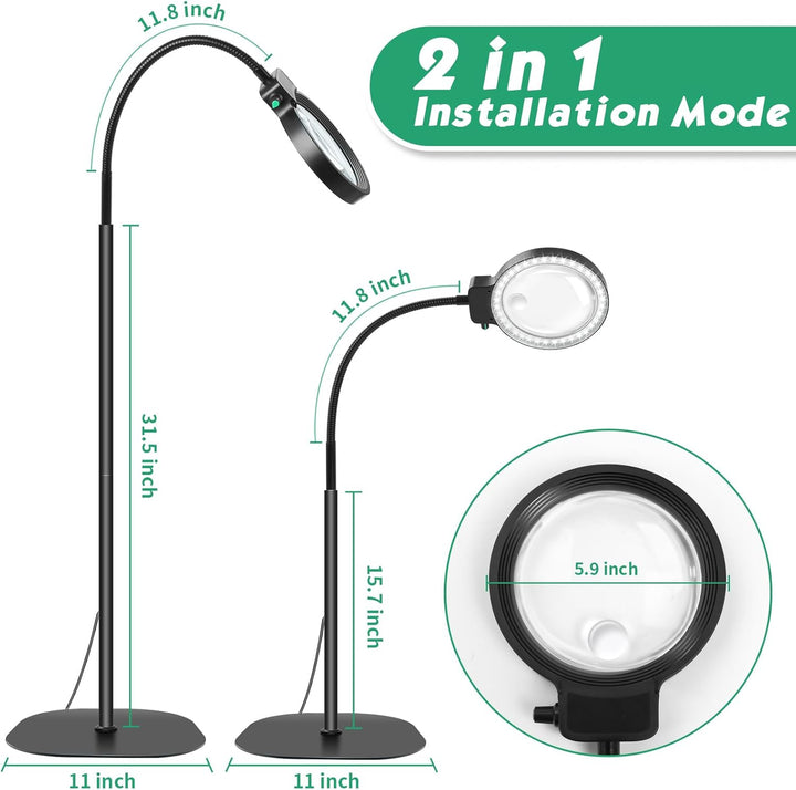 LED vergrootglas met flexibele ganshals, perfect als tafellamp en leeshulp voor handsfree gebruik bij diverse hobby's.