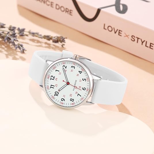 Nauwkeurig analoog dames zusterhorloge; waterdicht en hygiënisch siliconen ontwerp.