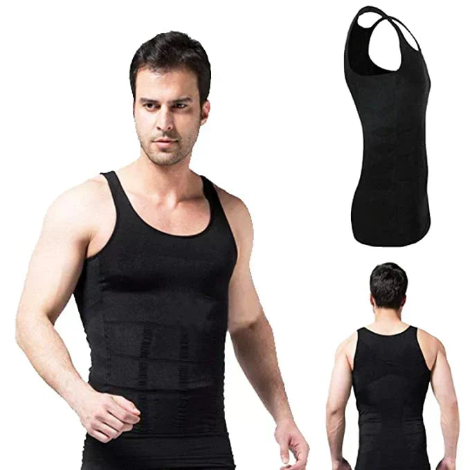 Discreet heren compressie onderhemd voor shapewear en een slanker uiterlijk.