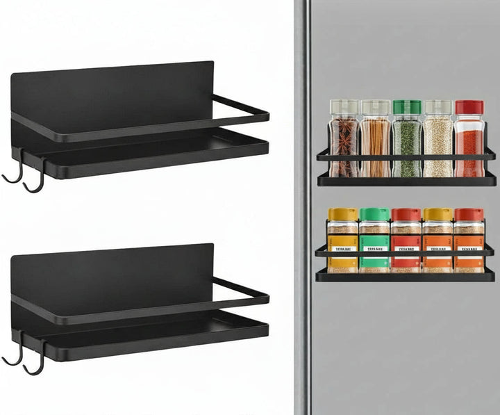 Zwart magnetisch kruidenrek Vespera voor keuken. Zonder boren te monteren voor optimale kruiden organisatie en opslag.