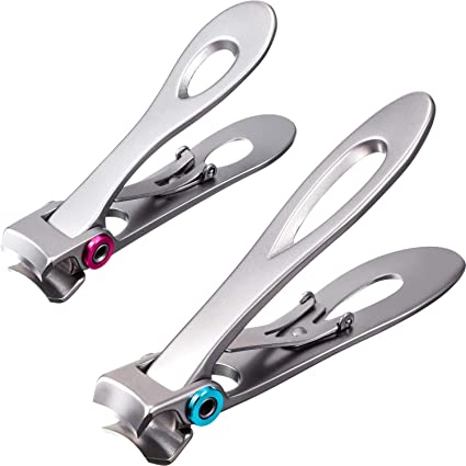 Zilveren RVS nagelknipper met ergonomisch handvat voor dikke teennagels en pedicure.