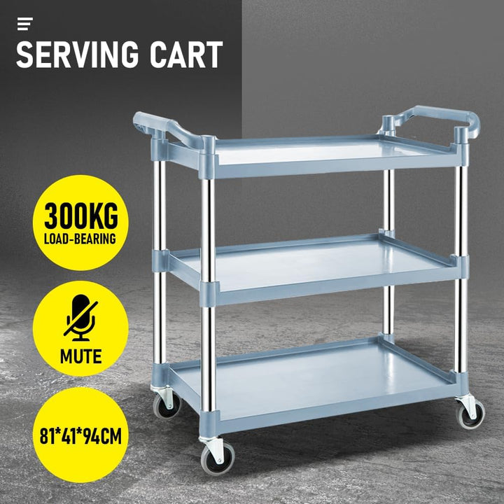 Verrijdbare 3-laags keukenwagen, ideaal voor catering, salon en kantoor, flexibele opslag.