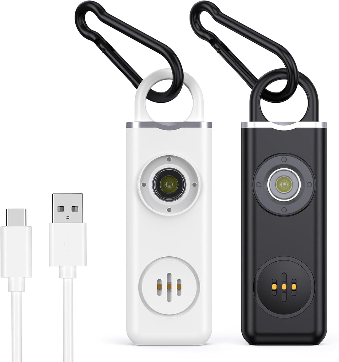 Veyora persoonlijk veiligheidsalarm sleutelhanger, compact en handig voor zelfverdediging.