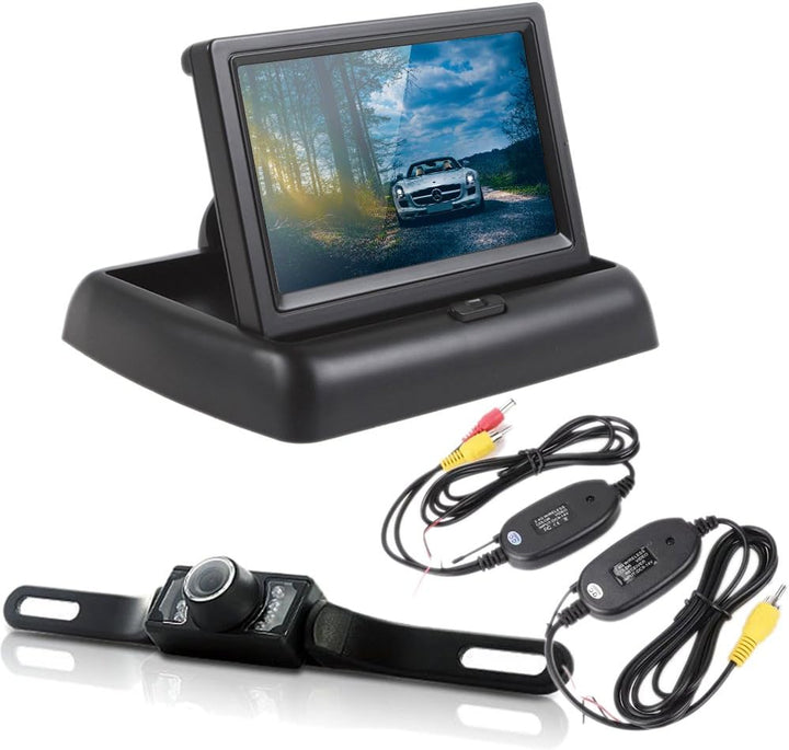 Draadloze achteruitrijcamera set met 4,3 inch LCD-monitor. Ideale parkeerhulp voor veilige manoeuvres met uw auto.