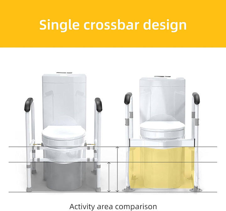 Stevig koolstofstaal toilet veiligheidsframe. Verstelbaar voor optimale stabiliteit en veilige badkamerondersteuning.