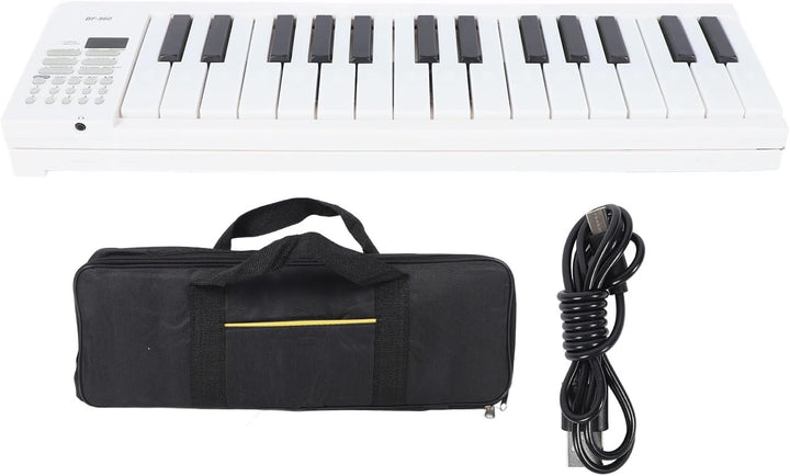 Zwarte 61-toets opvouwbare digitale piano met opnamefunctie. Ideaal voor draagbare muziekbeoefening.