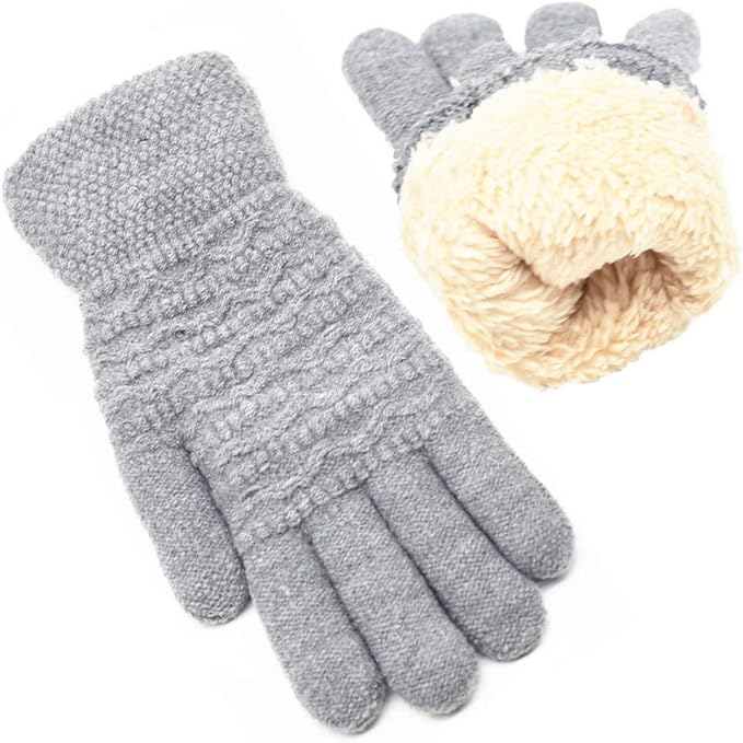 Dames handschoenen voor de winter: gebreid, warm, fleece gevoerd en met touchscreen bediening.