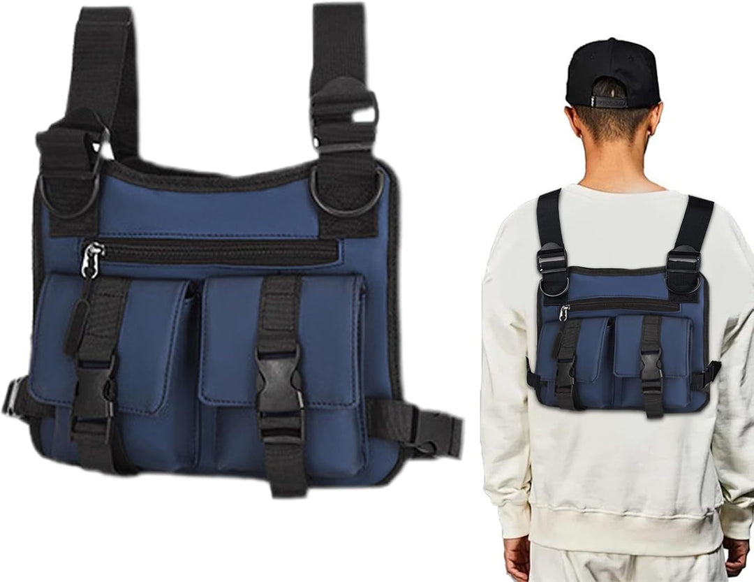 Vooraanzicht van Dravon lichtgewicht hardloopvest voor mannen, verstelbaar, met praktische zakken.
