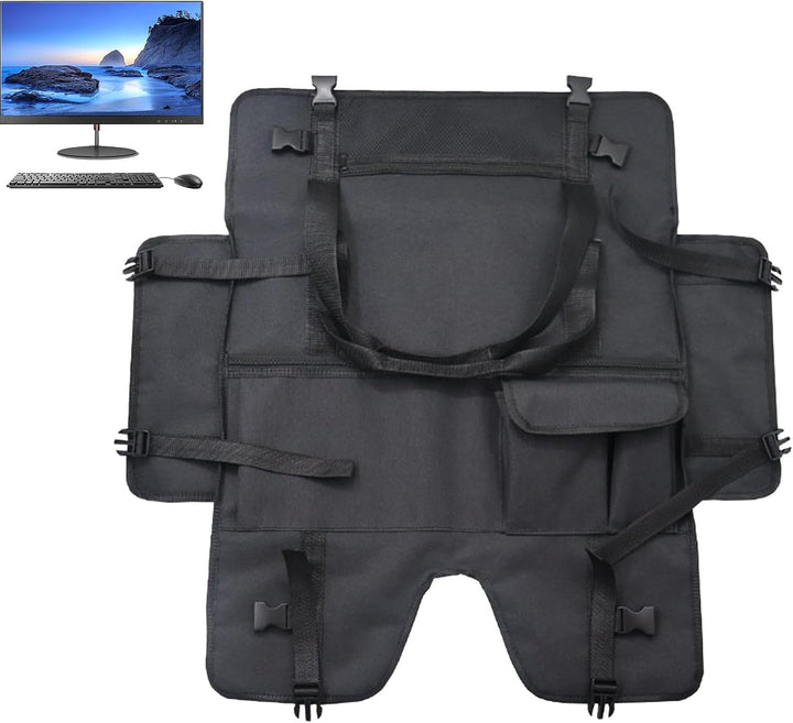 Ideale reisaccessoire: draagbare monitorhoes die je scherm veilig houdt, van thuis naar werk.
