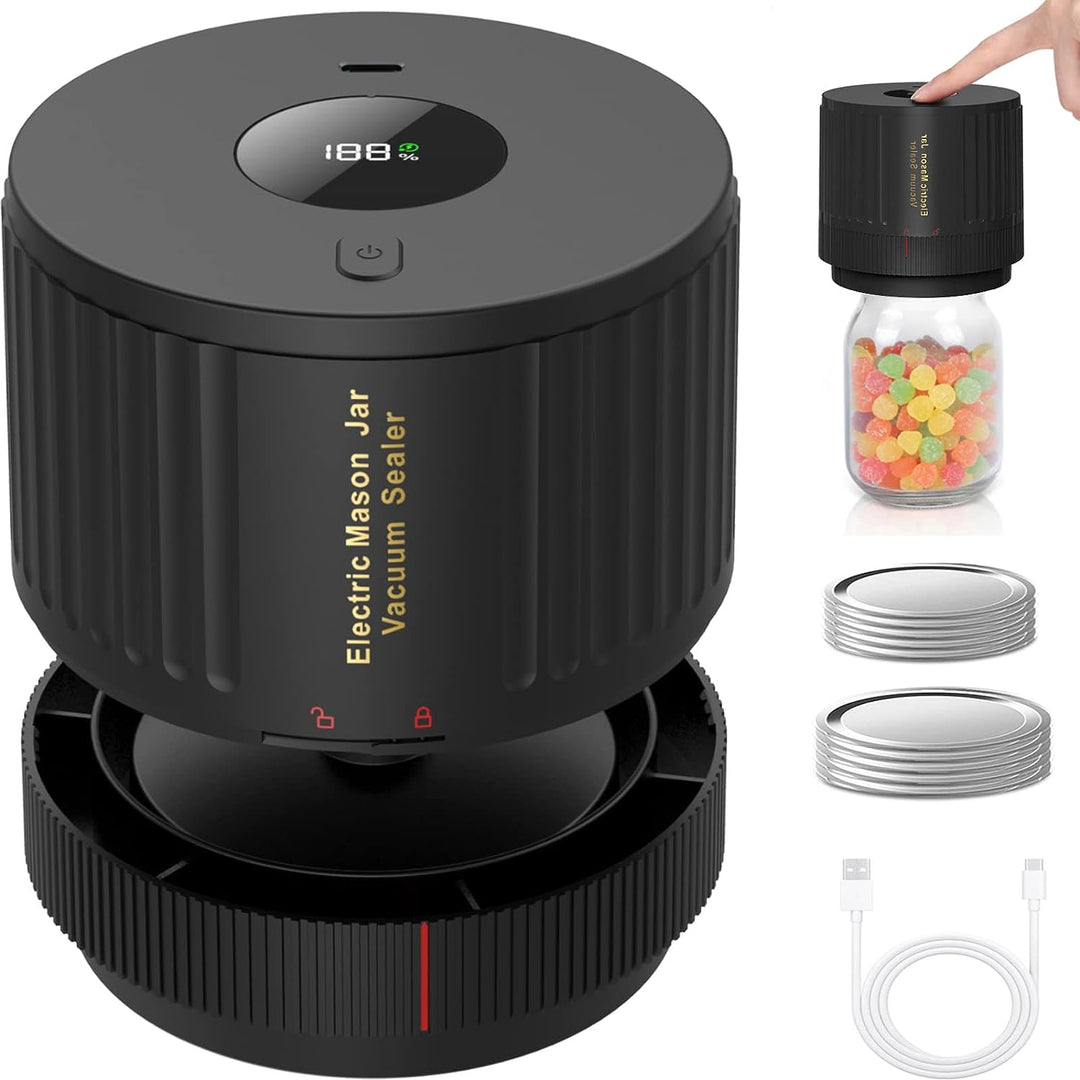 Elektrische Mason Jar vacuümsealer kit, bewaar snel de versheid van voedsel en droge goederen.