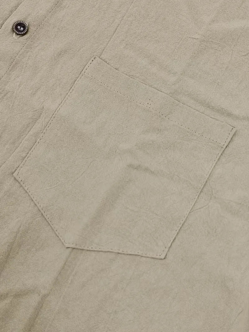 Heren zomerset voor vrije tijd: V-hals shirt korte mouwen & casual broek rechte pijpen, tweedelig.