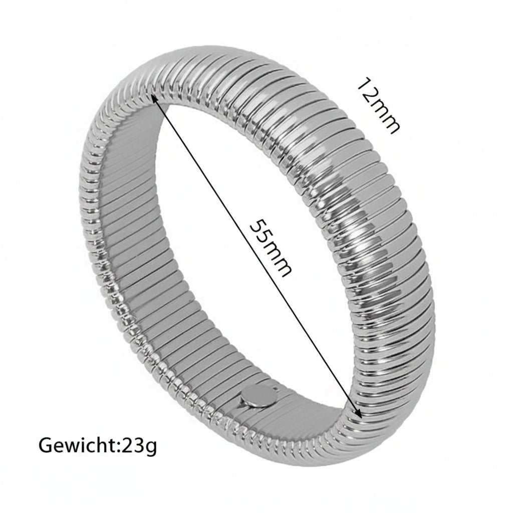Elegante kleurblok dames armband van staal, een stijlvol mode statement voor uw pols.