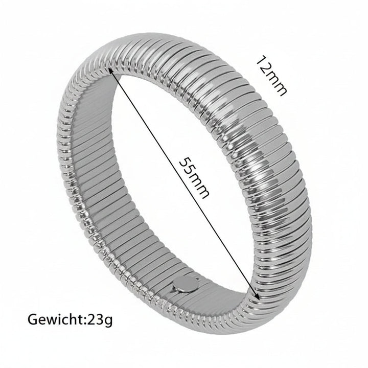 Elegante kleurblok dames armband van staal, een stijlvol mode statement voor uw pols.