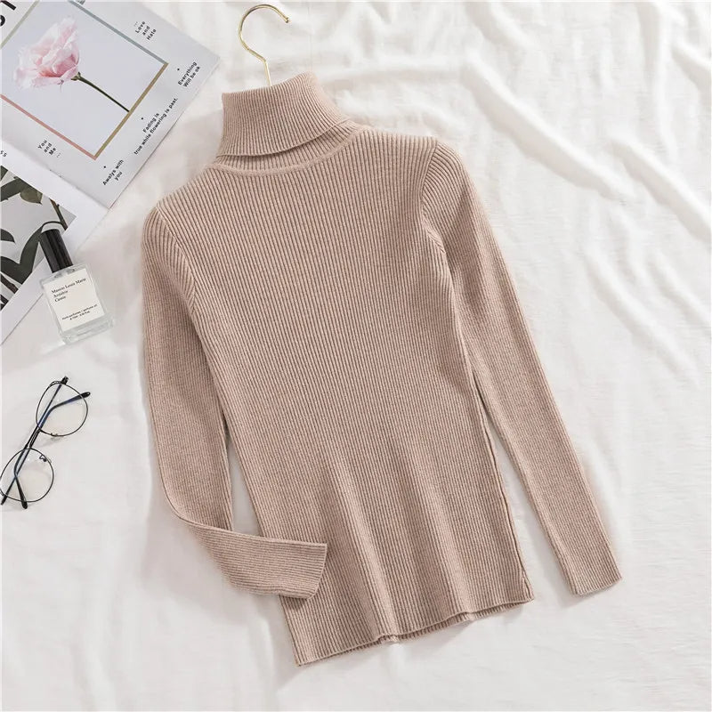 Dames trui met col, gebreid. Comfortabele lange mouwen, perfect voor herfstmode.