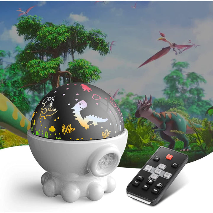 Unieke dinosaurus nachtlamp met ingebouwde projector. Brengt sterrenhemel & oceaan naar elke kinderkamer.