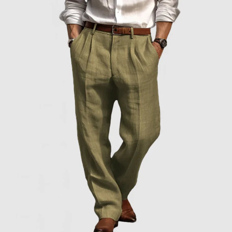 Lichtgrijze heren vrijetijdspantalon, rechte pijp. Casual en comfortabele broek, perfect voor lente/zomer mannenmode.