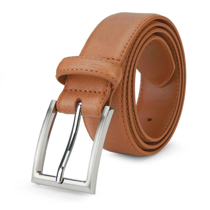 Hoogwaardige bruine heren leren riem met elegante gesp, een klassieke keuze.