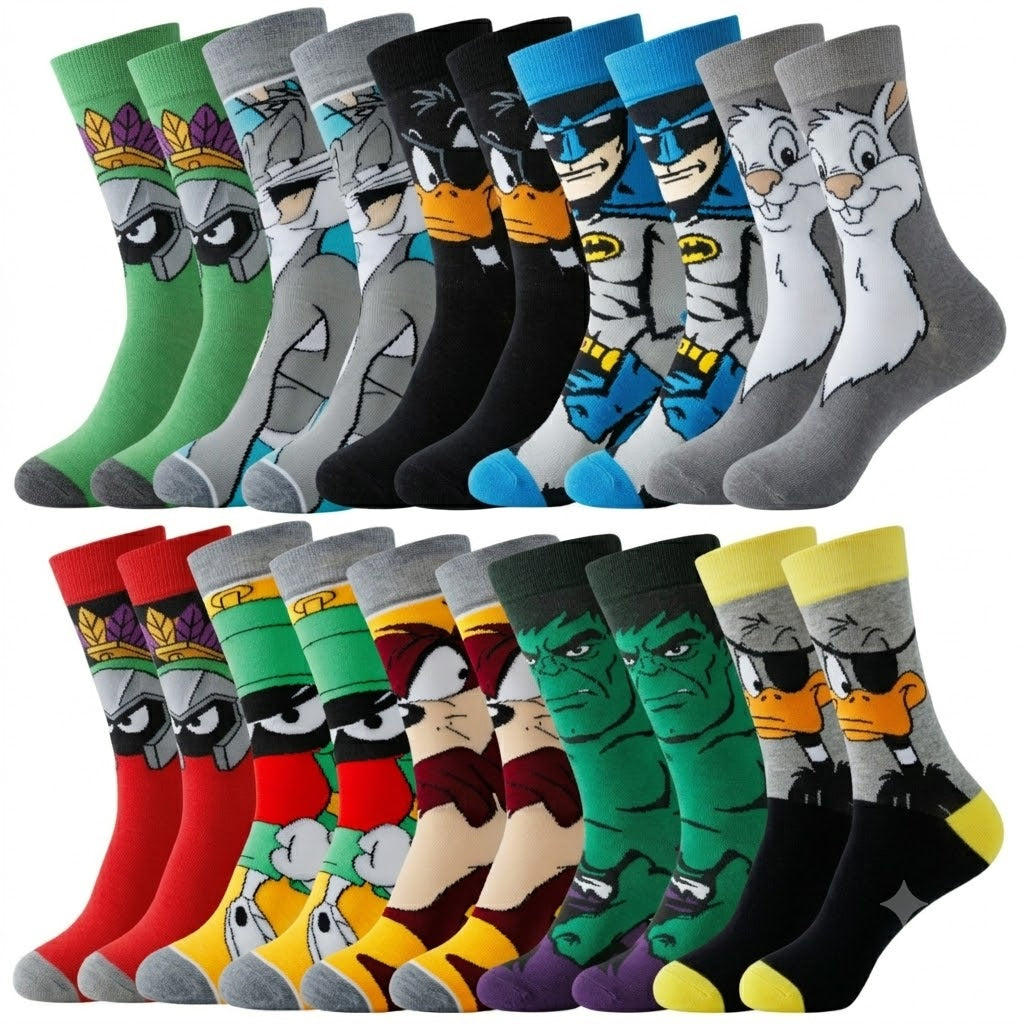 Unisex cartoon sokken set, ideaal voor dagelijks speels comfort met favoriete personages.