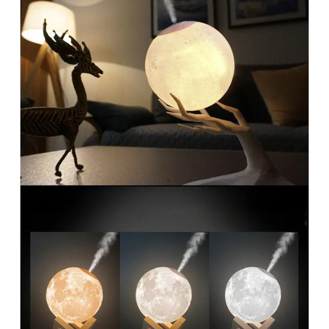 Ontspannende sfeerlamp met warmer wit licht. Deze tafellamp is ook een effectieve luchtbevochtiger.