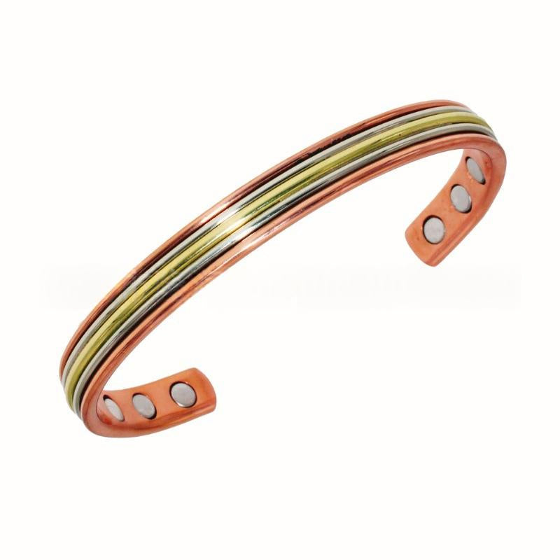 Elegante massief koperen magnetische armband (CJ26) voor dames en heren, minimalistisch en verstelbaar.
