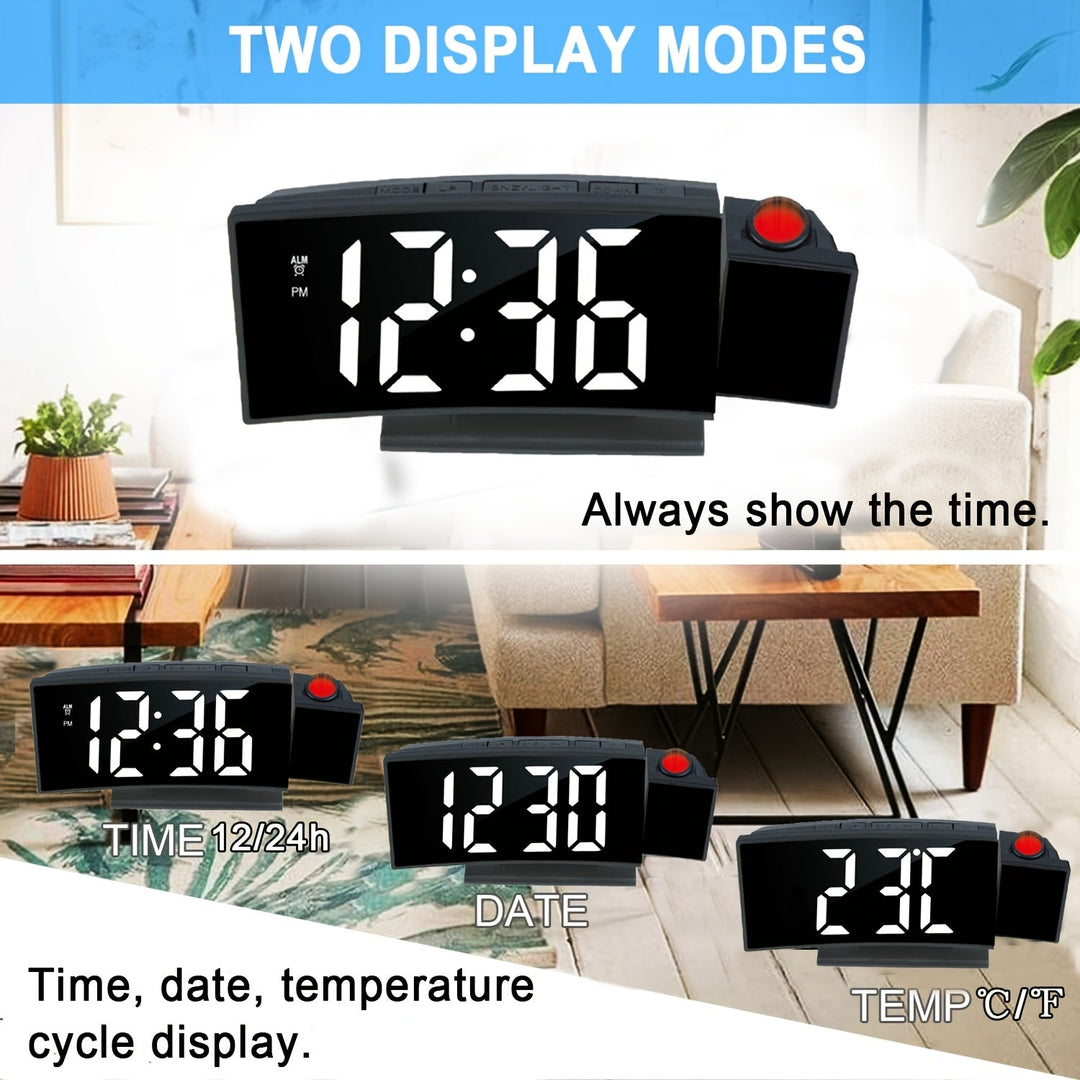 Compacte digitale wekker, ideaal voor elk nachtkastje; met projectiefunctie, LED display en snooze.