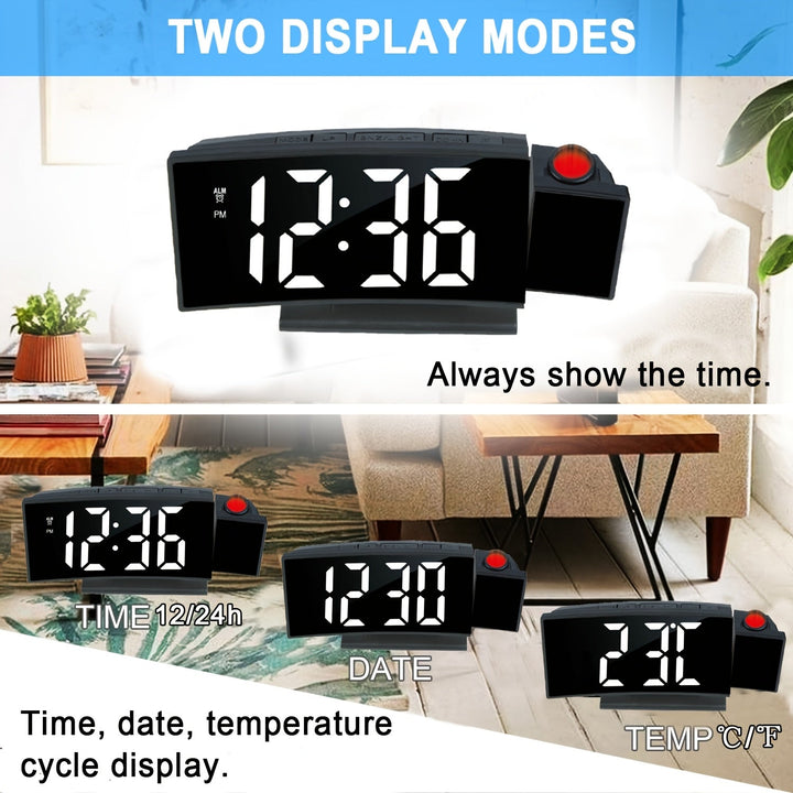 Compacte digitale wekker, ideaal voor elk nachtkastje; met projectiefunctie, LED display en snooze.
