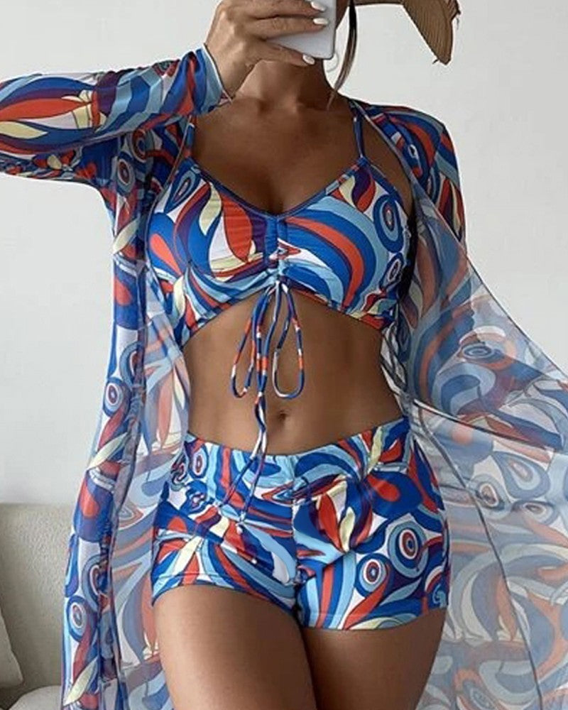 Vrouwen driedelige strandkleding set, combineert comfort met elegantie.