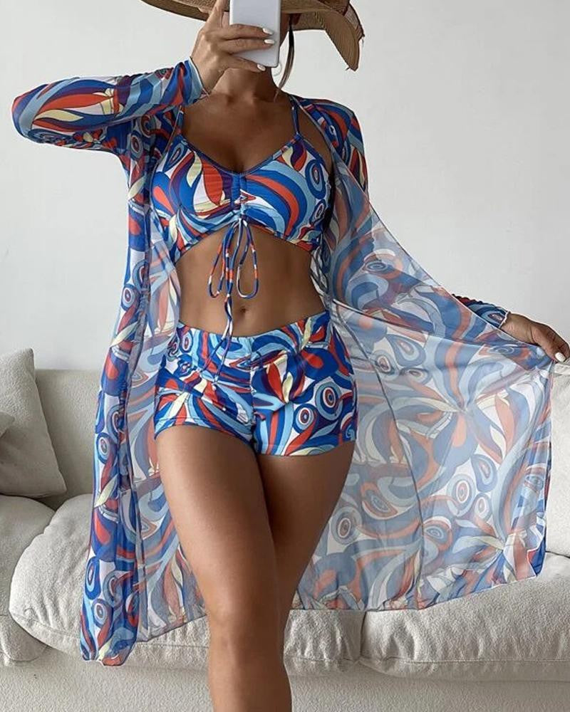 Elegante driedelige luxe bikini set, essentieel voor een stijlvolle zomer.