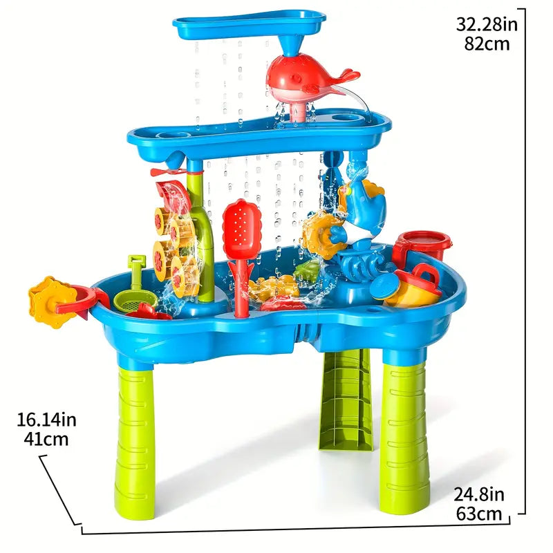 Kindvriendelijke speeltafel geschikt voor binnen- en buitenspeelgoed; multifunctionele zand- en watertafel set.