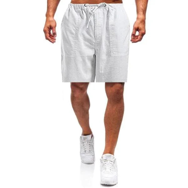 Comfortabele heren korte broek van linnen met elastische tailleband. Perfect voor vrije tijd en ontspanning.