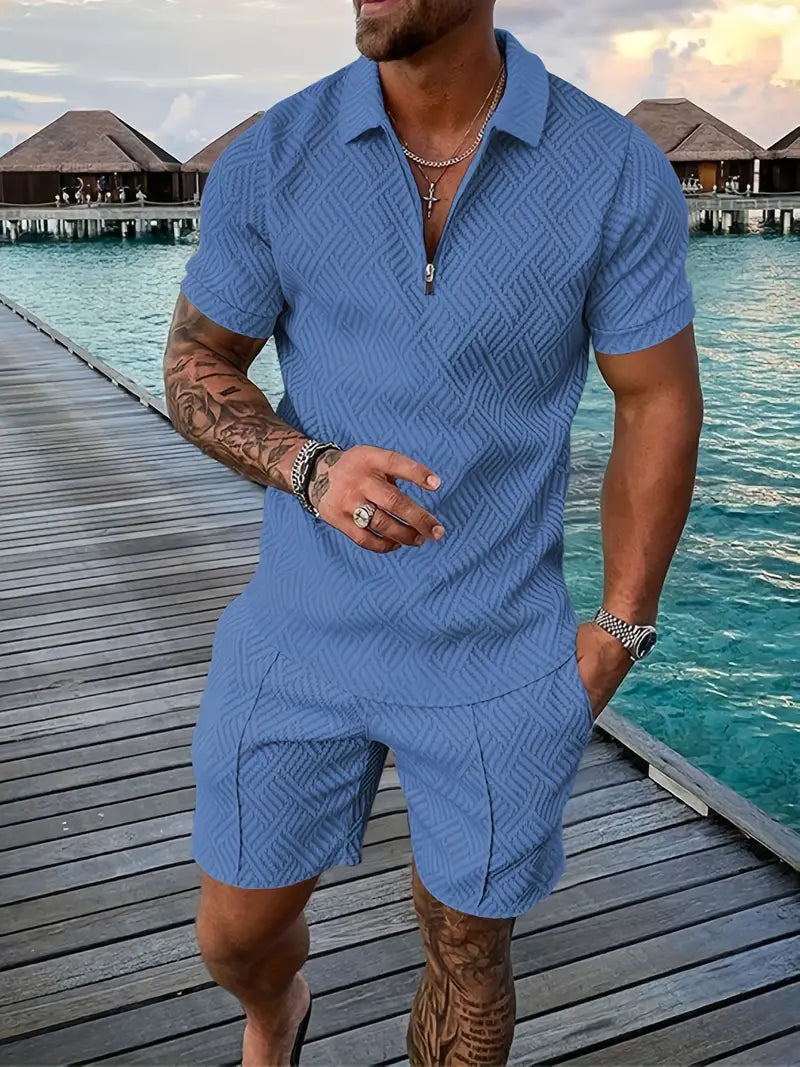 Stijlvolle herenset Lucas voor actieve vrije tijd, gemaakt van ademend katoen/polyester voor herenmode.