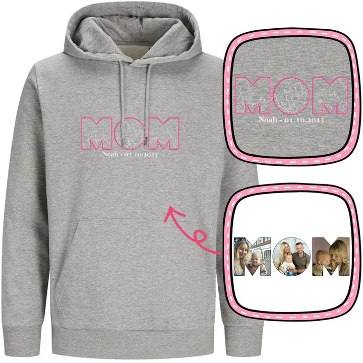 Geborduurde dames hoodie met custom tekst/datum, ideaal als persoonlijk verjaardagscadeau.
