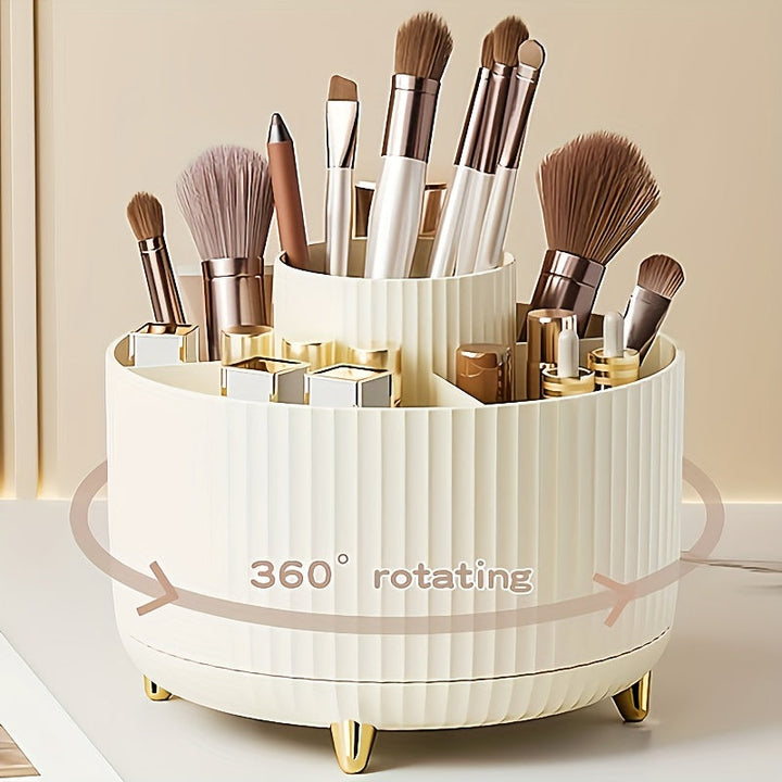 Zwarte draaibare cosmetica organizer, perfect voor geordende beauty opslag in badkamer.
