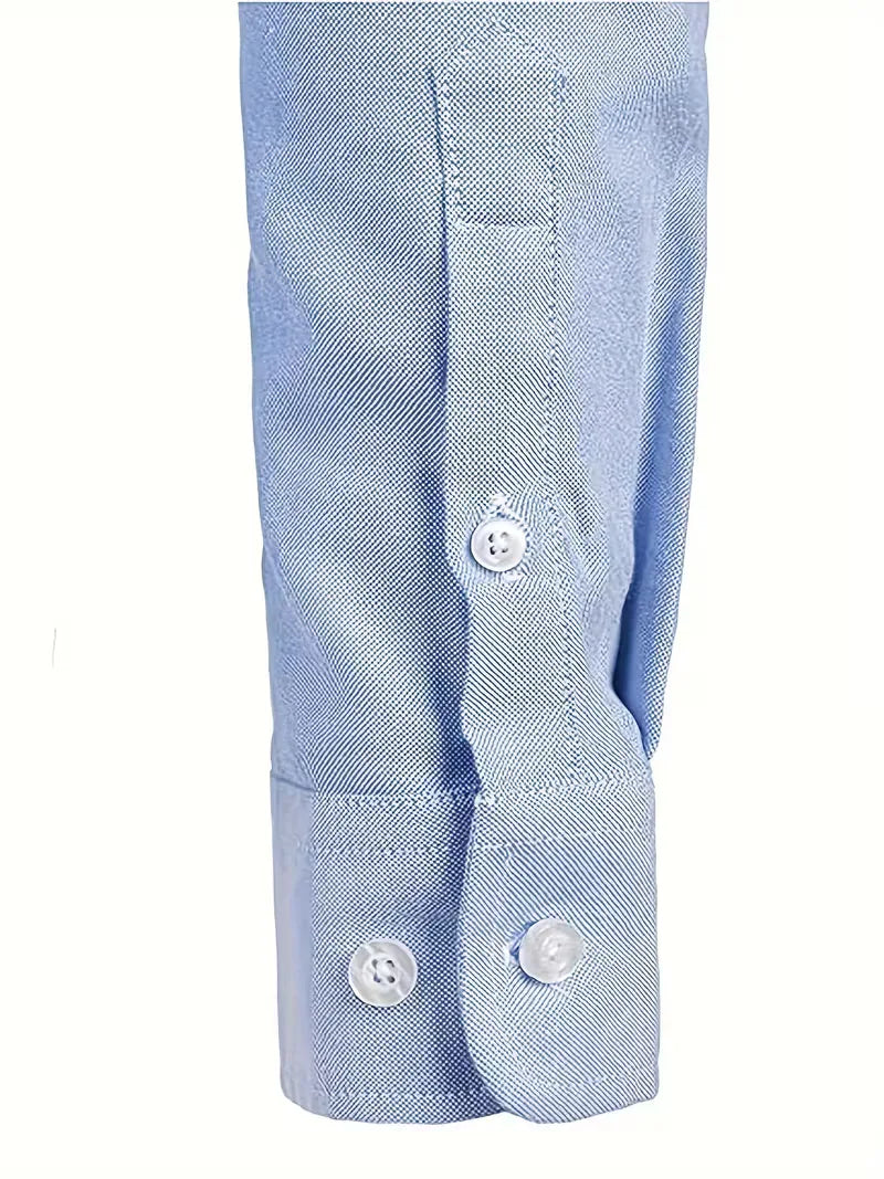 Gedragen herenoverhemd: smart casual, mandarin kraag, lange mouwen en comfortabele fit.