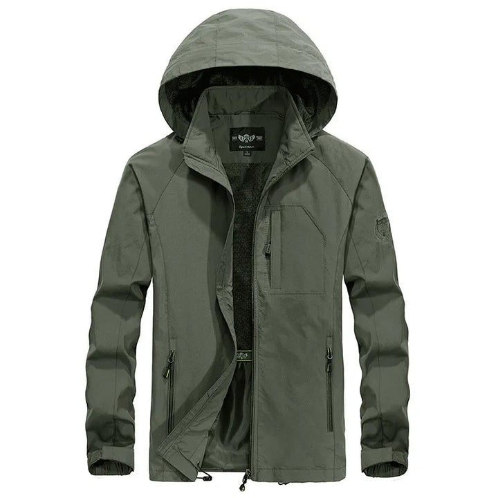 Nieuwe waterdichte wandeljas voor heren, winddicht met afneembare capuchon. Comfortabele bovenkleding.