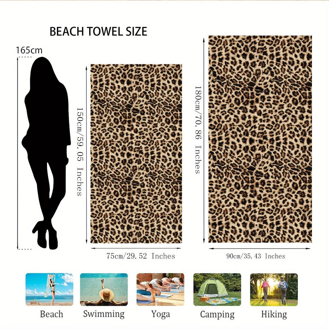 Modieuze microvezel strandhanddoek met dierenprint; sneldrogend en lichtgewicht voor het strand.