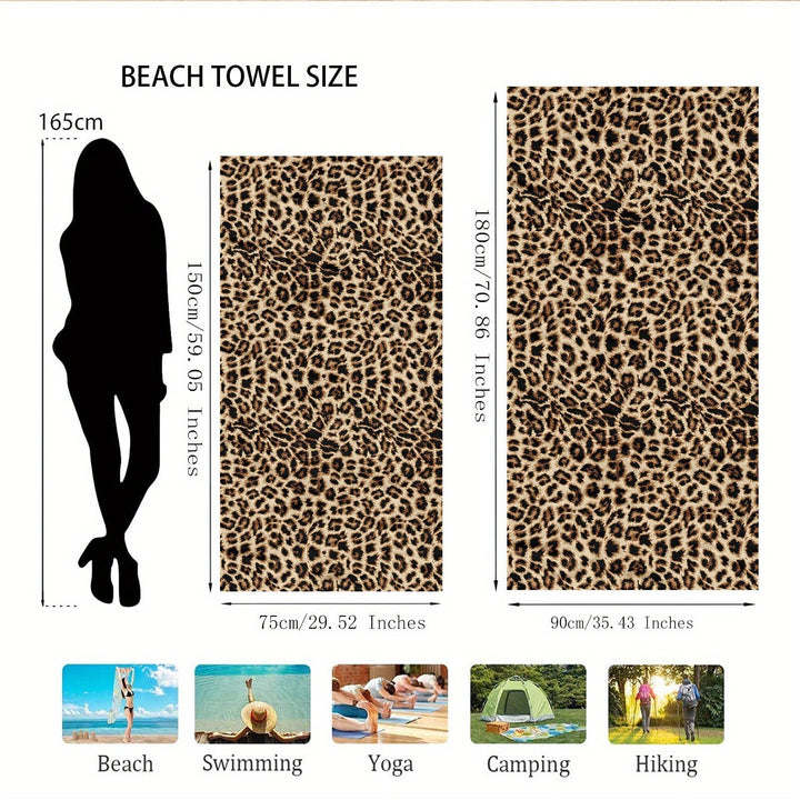 Modieuze microvezel strandhanddoek met dierenprint; sneldrogend en lichtgewicht voor het strand.