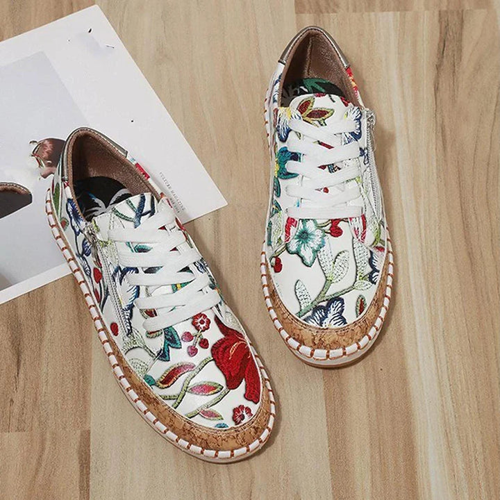 Lichtgewicht dames orthopedische sportschoenen met bloemenprint, bieden optimaal comfort voor wandelen.