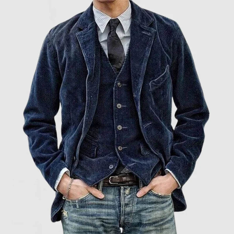 Stijlvolle Alexander heren blazer en vest set, ideaal voor herfst/wintermode. Creëert een complete smart casual outfit.