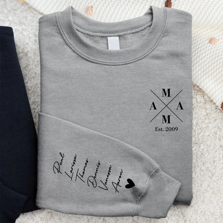 Dames gepersonaliseerde sweater, namen op mouw, cadeau mama, unieke trui, vrouwen kleding.